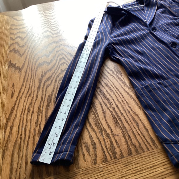 *FLAW* Boglioli Milano Womens Blazer Striped Fitted Medium *Small hole in front - Picture 9 of 11